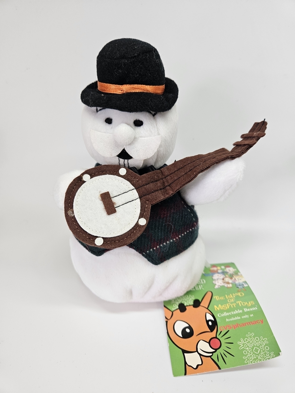 NEW VINTAGE Stuffins CVS Rudolph Reindeer Sam the Snowman Banjo 7" Plush 1998
